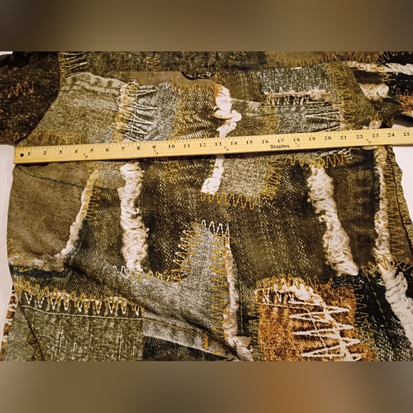 VTG Stardom Men's Patchwork Baggy Suit in Green and Brown Sz L - Picture 9 of 11